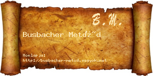Busbacher Metód névjegykártya